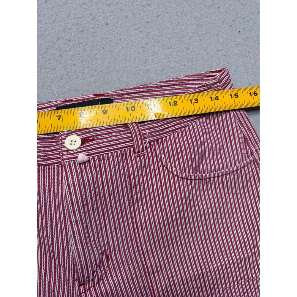 Lee Riveted Crop Pants Womens 8P Red White Hickory Stripe Vintage 90s Wide Leg